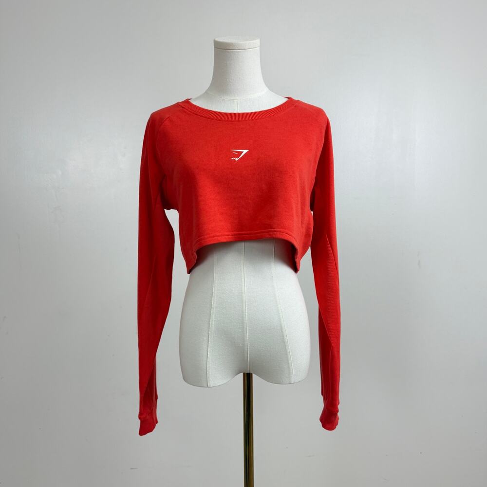 Gymshark Training Cropped Long Sleeve Sweater Orange Size Medium